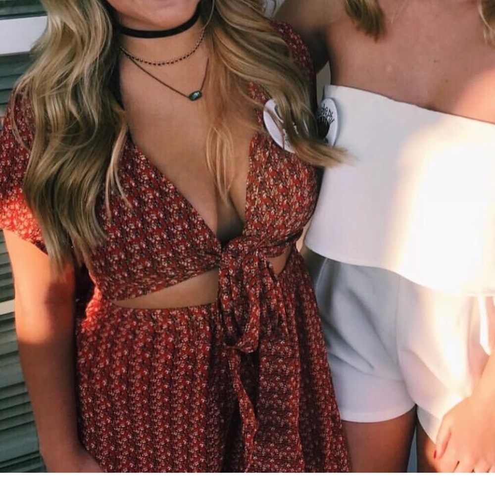 Tie front romper